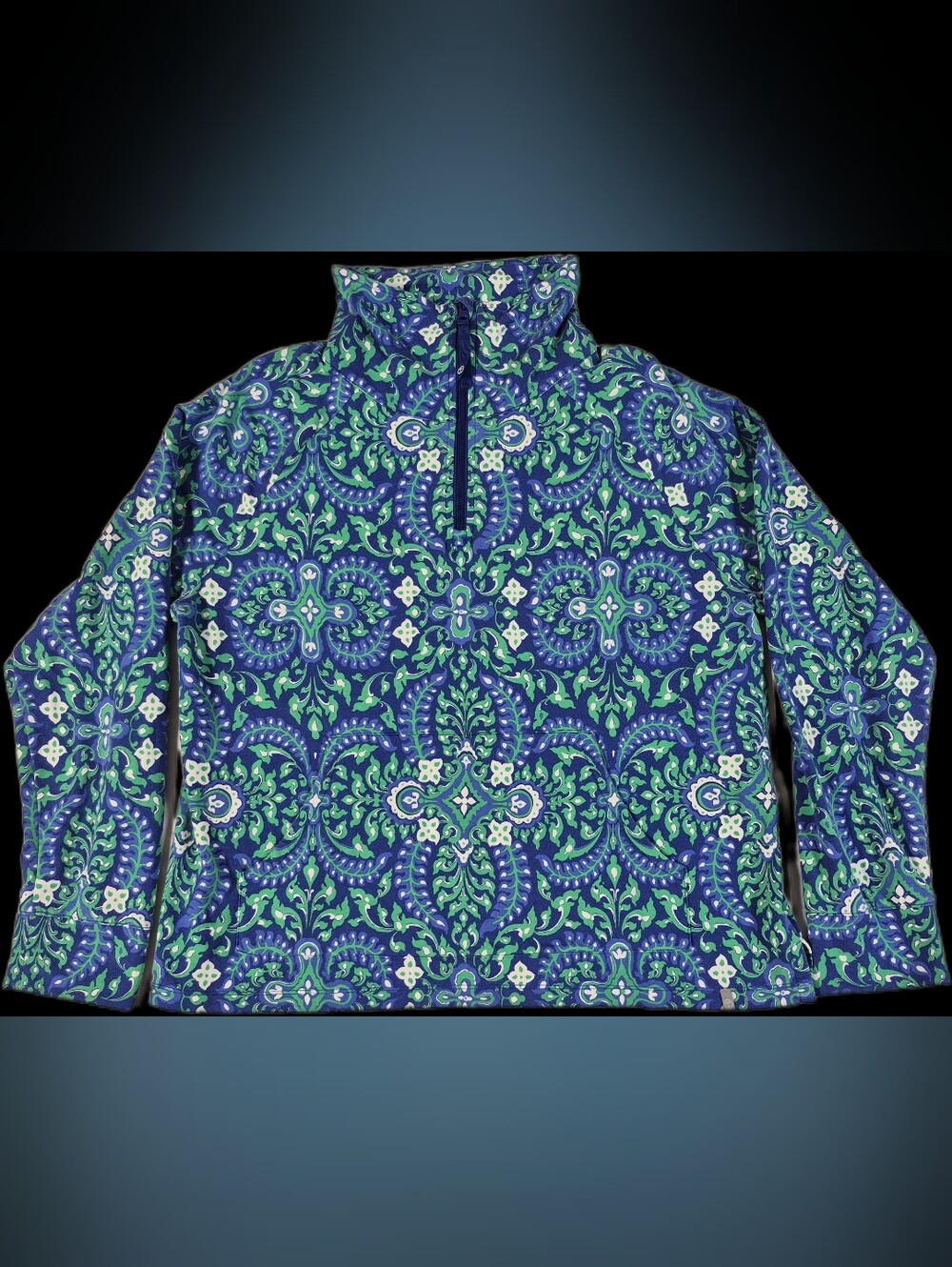 T by Talbots Royal Medallion French Terry Half Zip Pullover Women's Size XL